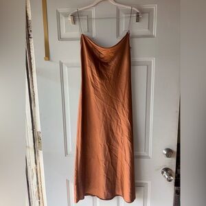 Stelen brown satin slip dress size S